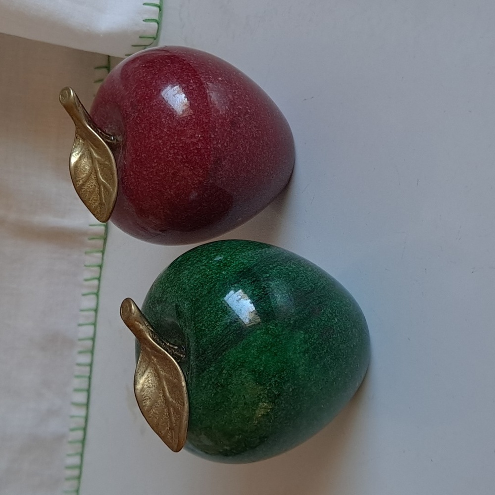 Pair of Vintage Marble Apples